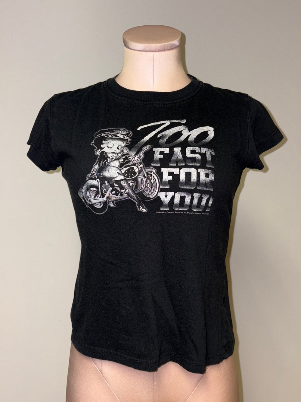 Betty Boop Black Baby Tee 100% Cotton “Too Fast For You!”